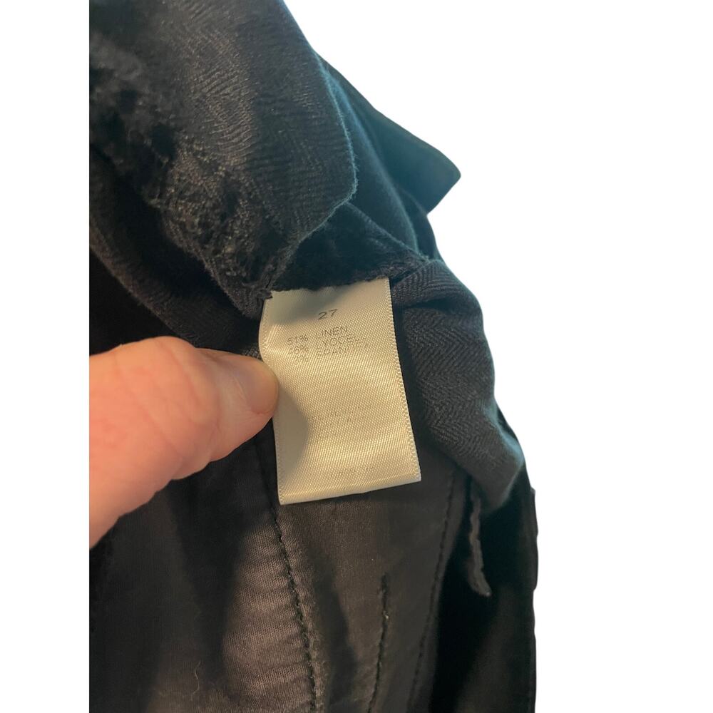 Evereve Black Linen Blend Tailored Cargo Mid/High Rise Shorts Minimalist Size 27 - Picture 4 of 5